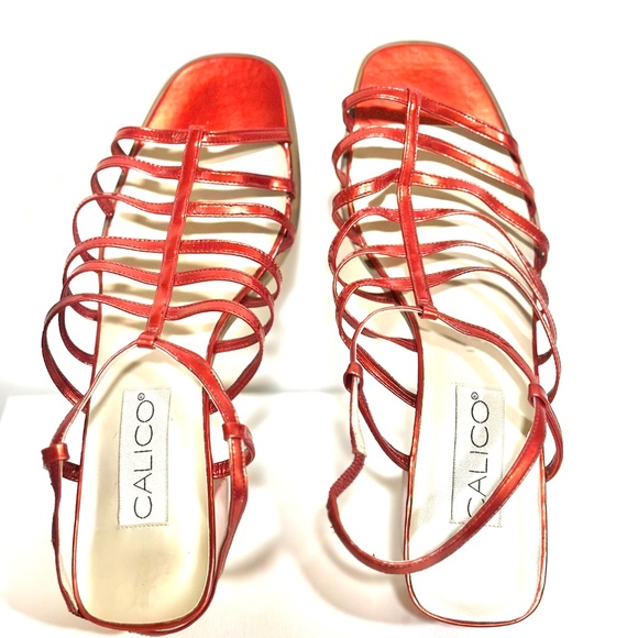 Women's Red Strappy Block Heel Sandals Size 9 New - Picture 3 of 5